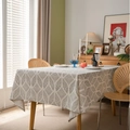 Minimalist geometric diamond pattern cotton linen tablecloth in grey and beige - 60x60cm / Gray Barley (Without Lace)