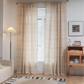 Modern geometric leaf print curtains in beige and light brown for living room windows - Large Size / Khaki Leaf Grommet Style