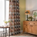 Rideau rétro à motif pied-de-poule multicolore avec pompons décoratifs blancs - 150*160 / Pied-de-Poule Coloré (Fourreau)
