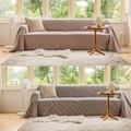 Dikke geometrische bankhoes met visgraatmotief en kwastjes in roze en grijs - Grijs Roze Diamantpatroon / 180x340cm