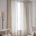 Bohemian cotton linen curtain featuring black geometric prints and elegant fringe trim - 150x160 / Black Geometric (Rod Pocket)