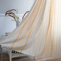 Nordic curtain with yellow geometric patterns and white tassels on cotton linen fabric - 150x160 / Yellow Geometric (Rod Pocket)