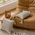 Cuscino boho bianco crema con trama intrecciata e nappe decorative per divano e letto - 40x60CM (Senza Inserto) / Torciglione Beige