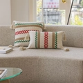 Bohemian style cream jacquard pillow set with wave embroidery and elegant tassels - Christmas Hemp Rope Style (Pillowcase Only Without Core)