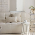 Federa per cuscino boho bianco crema con trama jacquard e nappe sul divano - 40x60CM (Senza Inserto) / Stile Motivo Riso