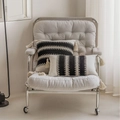 Boho set of black and white geometric woven pillows with tassels on a chair - Deep Forest White Trees Style (Pillowcase Only Without Core)
