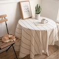 Minimalist round linen tablecloth with black stripes for a cozy home dining decor - 150cm Round / Black Fine Striped Without Lace
