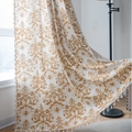 Golden Damascus floral print curtain with fringe tassels and semi-shading texture - 150cmx160cm / Yellow Damascus Pattern (Rod Pocket)