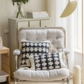 Bohemian style cream sofa pillow cover with black diamond weave pattern and tassels - Black Square Style (Pillowcase Only Without Core)