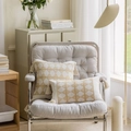Cream and yellow geometric tufted jacquard cushion covers with tassels on a chair - Khaki Square Style (Pillowcase Only Without Core)