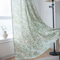 Modern curtain with green willow leaf prints on cream fabric for home decor - 132-160 / Willow Leaf (Rod Pocket)