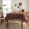 Mantel vintage rojo oscuro con jacquard de flores y pájaros para decoración retro - 90-90 / Jacquard Rojo Azufaifa Oropéndola Sin Borde