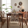 Nordic jacquard table runner with vintage brown fringe and abstract texture pattern - Jacquard Coffee Ring with Coffee Tassel / Standard Runner
