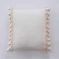 Vierkante gebroken witte decoratieve kussensloop met geweven kant en franje kwastjes - 45x45 Alleen Kussenhoes / Effen Linnen Textuur Kussenhoes Met Kwastjes Aan Beide Zijden
