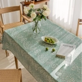 Mantel rectangular verde menta con patrones de cachemira blancos y bordes de flecos - 60cm x 60cm / Gota de Agua Verde