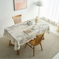 Waterproof rectangular tablecloth in cream with floral patterns and design text - 100-140 / Two Coffee Lines Black Flower