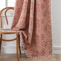 Vintage rose jacquard curtain in reddish pink with exquisite decorative cream fringe - 150x220cm / Pink Succulents (Hook)