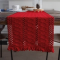 Nordic woven table runner in vibrant red with thick textured patterns and tassels - 33X160cm / Red Fringe Style / Red