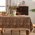 Mantel jacquard bohemio con estampado de pavo real naranja y bordes de flecos finos - 60cmx60cm