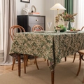 Vintage dark green floral jacquard tablecloth with thickened fabric in dining room setting - 60cmx60cm / Green Grass