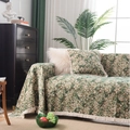 Green vintage floral sofa throw blanket with decorative tassels for retro home decor - Green Grass / Custom Size