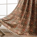 Bohemian jacquard curtain with retro scallop patterns and beige tassel trim accents - 150cmx160cm / Jacquard Green Ginkgo (Rod Pocket)