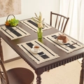 Lot de 4 sets de table tissés style nordique avec rayures noires et franges - Noir Triple Rayure Gland Blanc