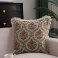 Vintage jacquard throw pillow with fringe trim and classical floral patterns - 30x50cm / No Insert / Floral Clusters