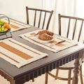 Striped woven placemat in cream and caramel brown with tassels for dining table - Earthy Yellow Stripes
