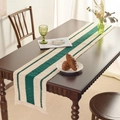 Striped forest green and beige woven table runner with decorative fringe tassels - Dark Green Stripes / Placemats: 30-50 (including Tassels)