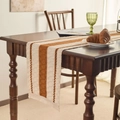 Minimalist cream woven table runner with yellow stripes and tassels on wooden table - Earthy Yellow Stripes / Placemats: 30-50 (including Tassels)