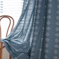 Blue Nordic floral print semi-blackout curtain featuring a refined denim blue fabric - 132-45 / Navy Blue - Rod Pocket