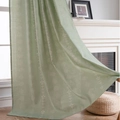 Light green cotton linen curtain with white flower patterns and vertical dot stripes - Green Base With Vertical Stripes And Small Flowers No Lace Trim Threaded Rod / 132-45