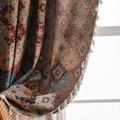 Bohemian geometric jacquard curtain with colorful diamond patterns and tassel trim - 150x160cm / Orange Rhombus Jacquard Rod Pocket
