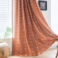 Burnt orange floral curtain with vertical white vine patterns in semi-sheer fabric - 132-45 / Orange - Rod Pocket