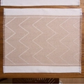 Beige and earth tone woven placemat with geometric diamond pattern and fringe edge - 35x45cm / Coffee Wave Pattern Style (咖大波餐垫)