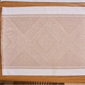 Nordic jacquard placemat in beige and brown with geometric patterns and fringe - 35x45cm / Coffee Square Pattern Style (咖方块餐垫)
