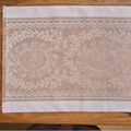 Nordic jacquard table runner in beige cotton linen with geometric patterns and tassels - 35x45cm / Coffee Disk Pattern Style (咖圆盘餐垫)