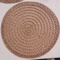Handwoven round dark brown dining placemat made of natural seagrass with spiral texture - 38cm / Hollow Jute Type 3 Round