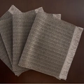 Set of four woven placemats with chevron pattern and tassels in deep beige - Grey Woven Fringe
