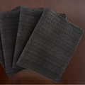 Set of 4 black woven table mats with minimalist heat-resistant herringbone pattern - Black Woven Rolled Edge