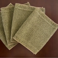 Set of four grass green woven rectangular placemats with heat resistant texture - Matcha Green Woven Fringe