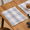 Set de table nordique en tissu à carreaux gris et blanc avec design double couche - Spécification Standard / Carreaux gris et blanc