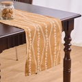 Ginger yellow cotton linen table runner with white floral print for home decoration - Orange Background Curved Flower / Double Layer Placemat 32-45