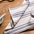 Nordic style grey and white striped linen dinner napkin placed on a wooden table - Grey White Striped Single Layer Napkin