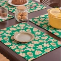Tovaglietta verde in tessuto con motivi di omino di pan di zenzero e alberi - 32-45cm / Stampa Natalizia Omino di Pan di Zenzero Verde