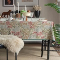 Mantel vintage francés con jacquard de flores rosas y borde de ganchillo verde - 60x60 / Bordado Lirio Rosa Jacquard con Borde Festoneado Verde