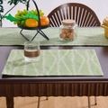 Tovaglietta verde moderna con motivi floreali bianchi e finitura in tessuto a doppio strato - 32-45cm / Stampa a fiori curvi verdi