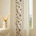Retro cream semi-sheer curtain with elegant floral embroidery and tassel edge - 140cmx45cm