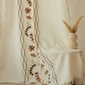 Floral embroidered semi-blackout beige curtain with tassels for living room windows - 140cmx45cm